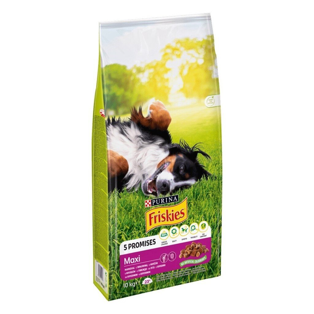 Kuivtoit koertele Purina Friskies Maxi veiselihaga, 10 kg hind ja info | Koerte kuivtoit ja krõbinad | hansapost.ee