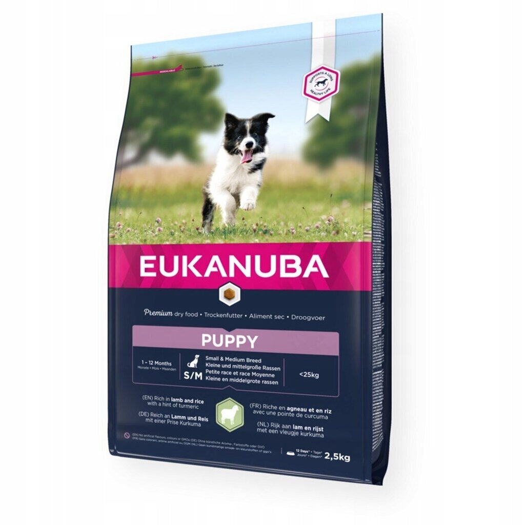 Kuivtoit väikestest ja keskmistest tõugudest koertele Eukanuba Puppy lambaliha ja riisiga, 2,5 kg цена и информация | Koerte kuivtoit ja krõbinad | hansapost.ee