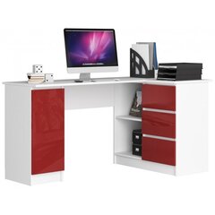 Письменный стол NORE B20, правый вариант, белый/красный цена и информация | Компьютерные, письменные столы | hansapost.ee