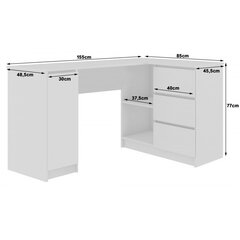 Письменный стол NORE B20, правый вариант, белый/коричневый цена и информация | Компьютерные, письменные столы | hansapost.ee