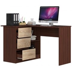 Письменный стол NORE B16, левый вариант, коричневый/цвета дуба цена и информация | Компьютерные, письменные столы | hansapost.ee