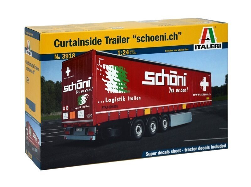 Italeri - Curtainside Trailer "Schoeni.ch", 1/24, 3918 hind ja info | Klotsid ja konstruktorid | hansapost.ee