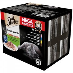 Konservide komplekt kassidele Sheba Kot Sauce Lover Mega Pack, 32x85 g hind ja info | Kassikonservid | hansapost.ee