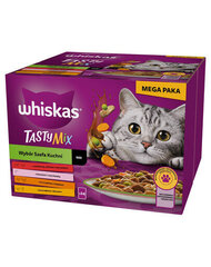 Whiskas для взрослых кошек с говядиной, лососем, курицей и индейкой, курицей и треской, 48х85 г цена и информация | Кошачьи консервы | hansapost.ee