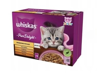 Whiskas noortele kassipoegadele linnuliha, kana, kalkuni ja pardiga, 48x85 g hind ja info | Kassikonservid | hansapost.ee