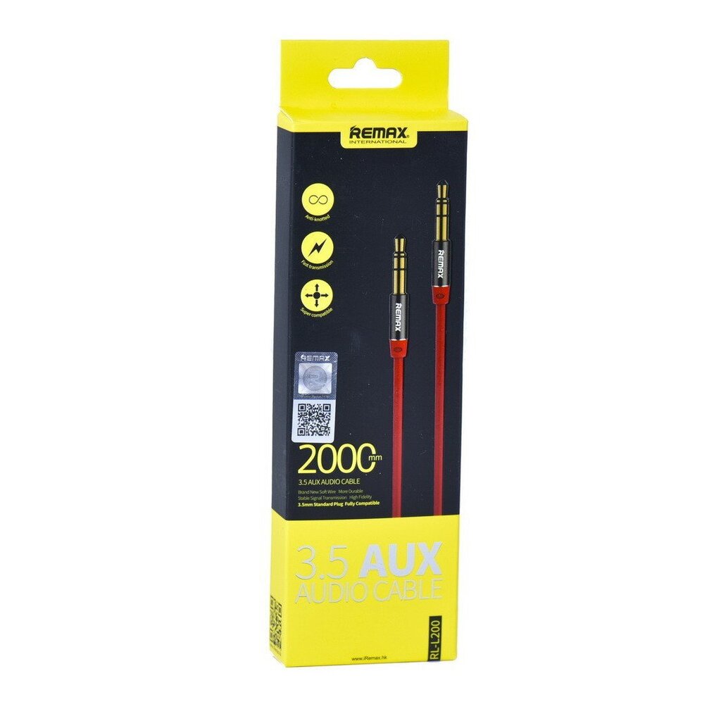 Remax RL-L200 Premium AUX Cable 3.5 mm -> 3.5 mm 2 m Red hind ja info | Juhtmed ja kaablid | hansapost.ee