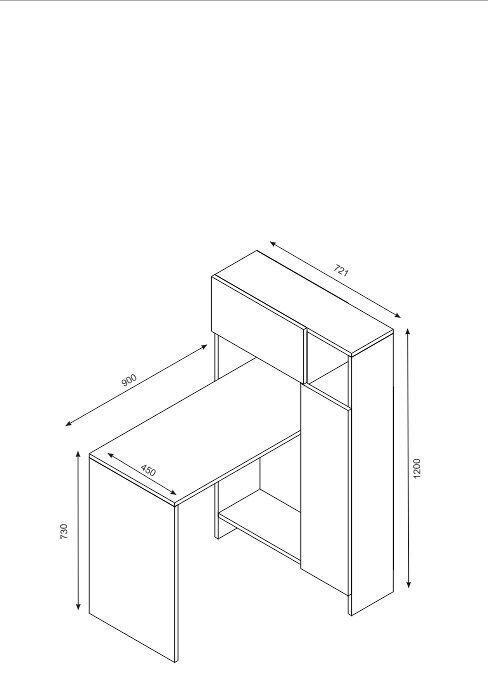 Kirjutuslaud riiuliga Kalune Design 756, valge/pruun hind ja info | Arvutilauad, kirjutuslauad | hansapost.ee