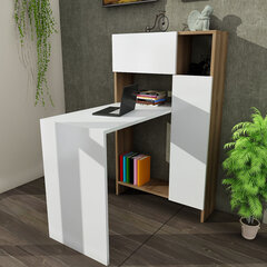 Письменный стол с полкой Kalune Design 756, белый/коричневый цена и информация | Компьютерные, письменные столы | hansapost.ee