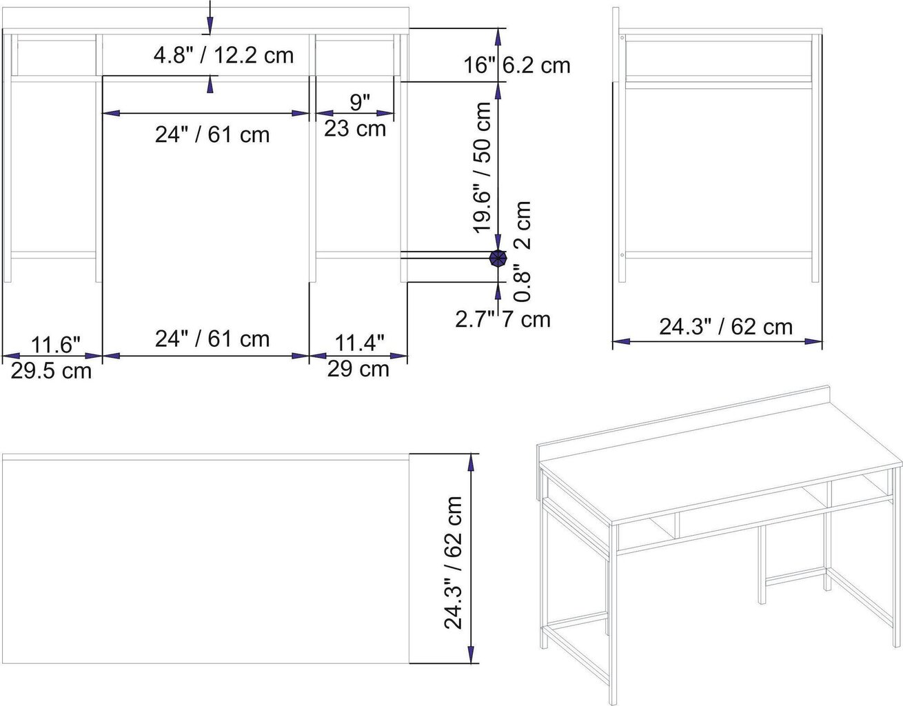 Kirjutuslaud Kalune Design 541, 75,2 cm, valge/kuldne värv цена и информация | Arvutilauad, kirjutuslauad | hansapost.ee