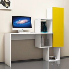 Письменный стол с полкой Kalune Design 845 (I), белый/желтый цена и информация | Компьютерные, письменные столы | hansapost.ee