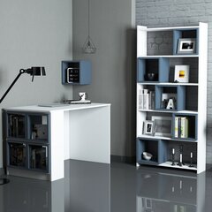 Kirjutuslaud riiuliga Kalune Design 845 (II), valge/sinine цена и информация | Компьютерные, письменные столы | hansapost.ee