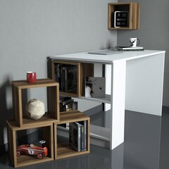 Kirjutuslaud riiuliga Kalune Design 845 (II), valge/pruun hind ja info | Arvutilauad, kirjutuslauad | hansapost.ee