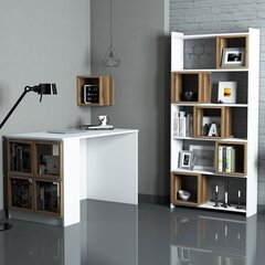 Kirjutuslaud riiuliga Kalune Design 845 (II), valge/pruun цена и информация | Компьютерные, письменные столы | hansapost.ee