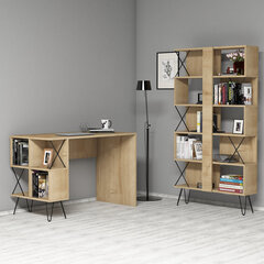 Письменный стол с книжной полкой Kalune Design 845 (IV), черный/светло-коричневый цена и информация | Компьютерные, письменные столы | hansapost.ee