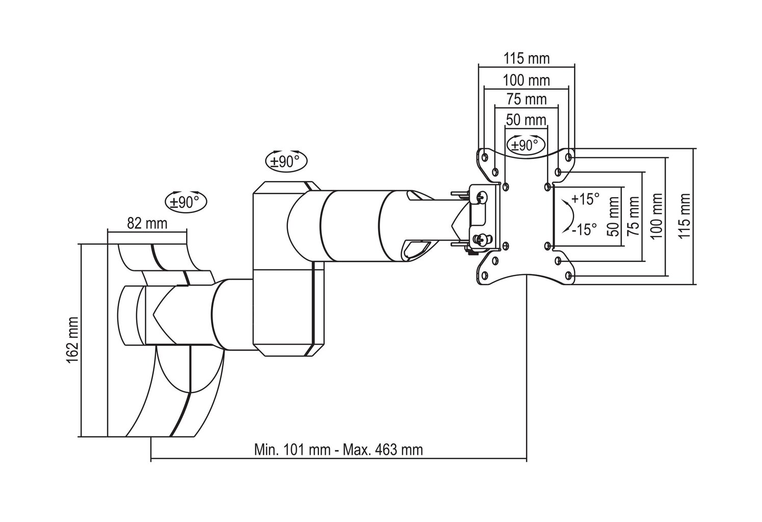 Deltaco ARM-0370, Vesa 50/75/100, 13-32" hind ja info | Monitori kinnitused | hansapost.ee