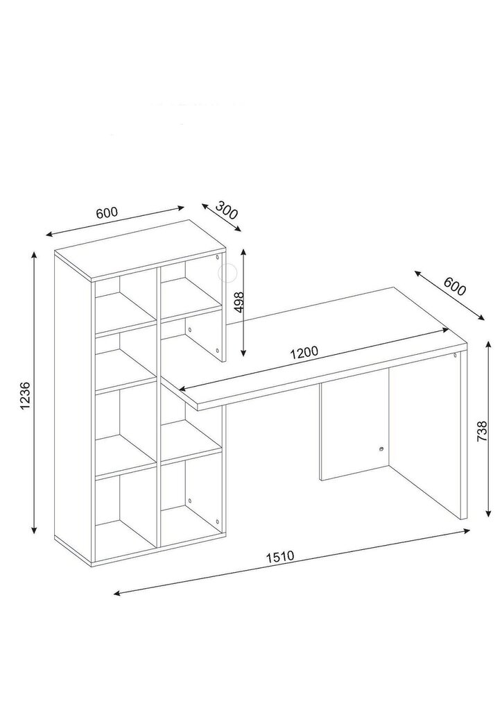 Kirjutuslaud Kalune Design 731, 123,6 cm, valge/pruun цена и информация | Arvutilauad, kirjutuslauad | hansapost.ee