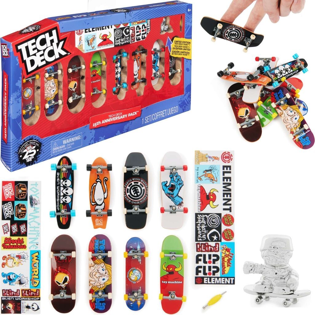 Värviline sõrmelaua Tech Deck Set rula, 8tk цена и информация | Mänguasjad poistele | hansapost.ee