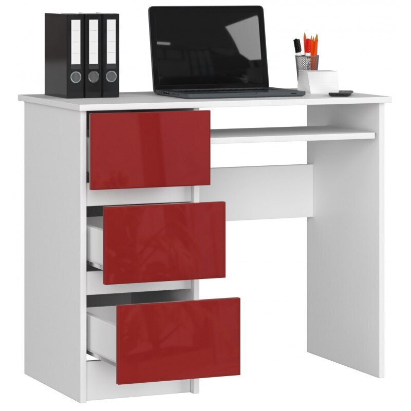 Kirjutuslaud NORE A6, vasakpoolne, valge/punane hind ja info | Arvutilauad, kirjutuslauad | hansapost.ee