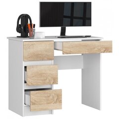 Письменный стол NORE A7, левый вариант, белый / цвета дуба цена и информация | Компьютерные, письменные столы | hansapost.ee