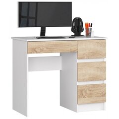 Письменный стол NORE A7, правый вариант, белый / цвета дуба цена и информация | Компьютерные, письменные столы | hansapost.ee
