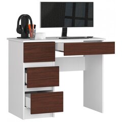 Письменный стол NORE A7, левый вариант, белый/темно-коричневый цена и информация | Компьютерные, письменные столы | hansapost.ee