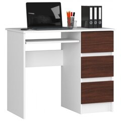 Письменный стол NORE A6, правый вариант, белый/темно-коричневый цена и информация | Компьютерные, письменные столы | hansapost.ee