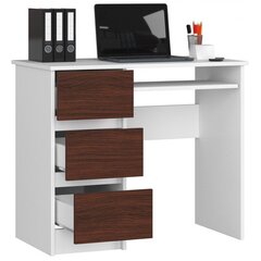 Письменный стол NORE A6, левый кариант, белый/темно-коричневый цена и информация | Компьютерные, письменные столы | hansapost.ee