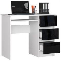 Письменный стол NORE A6, правый вариант, белый/черный цена и информация | Компьютерные, письменные столы | hansapost.ee