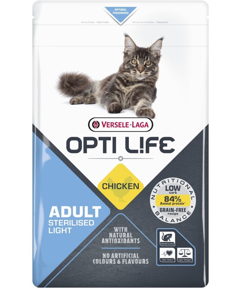 Versele Laga Opti Life Cat steriliseeritud kassidele kanaga, 1 kg price and information | Kassi kuivtoit ja kassikrõbinad | hansapost.ee