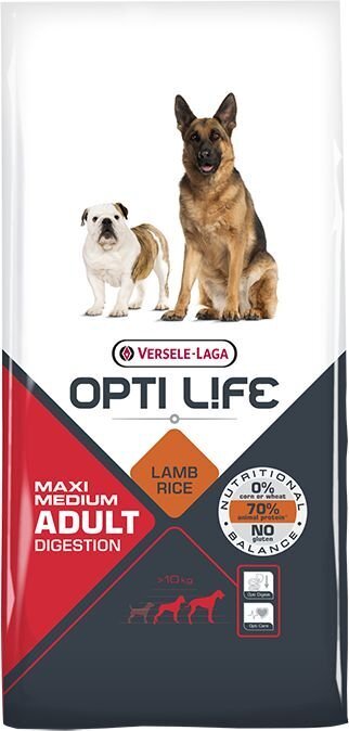 Versele Laga Opti Life Adult koertele, lambaliha ja riisiga 12.5 kg цена и информация | Koerte kuivtoit ja krõbinad | hansapost.ee
