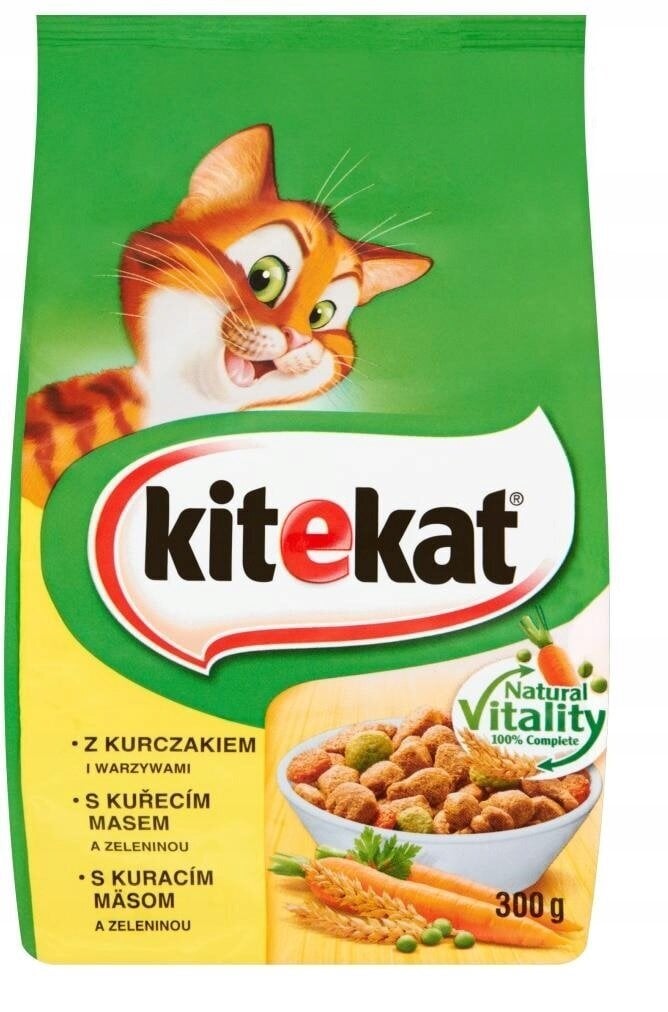 Kitekat täiskasvanud kassidele kana ja köögiviljadega, 14 x 300 g price and information | Kassi kuivtoit ja kassikrõbinad | hansapost.ee