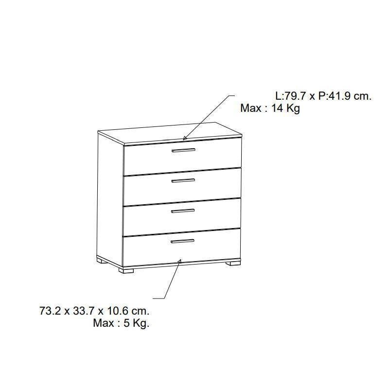 Kummut Aatrium Izzy, 80x40x82 cm, must hind ja info | Kummutid | hansapost.ee