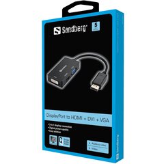 Sandberg 509-11 Adapter DP>HDMI+DVI+VGA цена и информация | Адаптеры и USB-hub | hansapost.ee