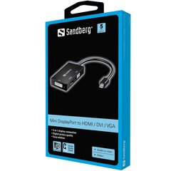 Sandberg 509-12 Adapter MiniDP>HDMI+DVI+VGA цена и информация | Адаптеры, USB-разветвители | hansapost.ee