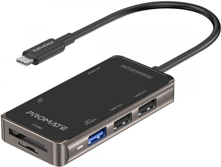 Promate PrimeHub-Lite USB-C multimeediumijaotur, HDMI, USB3.0, SD, PD цена и информация | USB adapterid ja jagajad | hansapost.ee