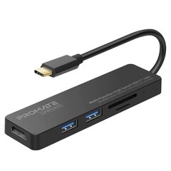 PROMATE LinkHub-C USB-C to HDMI 4K / 2XUSB 3.0 / SD цена и информация | Адаптеры и USB-hub | hansapost.ee