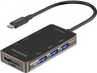 PROMATE PrimeHub-Mini 8in1 USB-C Hub HDMI 4K / LAN / PD 100W / SD / 3x USB3.0 цена и информация | Адаптеры, USB-разветвители | hansapost.ee