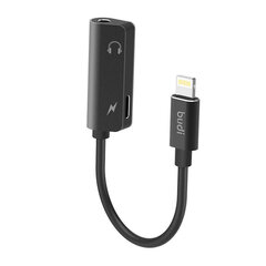 Lightning to AUX mini jack 3.5mm adapter + Lightning Budi (black) цена и информация | Адаптеры и USB-hub | hansapost.ee