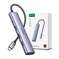 Адаптер HUB UGREEN CM478 USB-C на HDMI, USB-A 3.0, 2x USB-A 2.0, PD цена и информация | Адаптеры и USB-hub | hansapost.ee