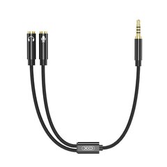 XO audio cable 2in1 NB-R197 3.5mm jack - socket 3.5 мм jack / microphone 0,23 м black цена и информация | Borofone 43757-uniw | hansapost.ee