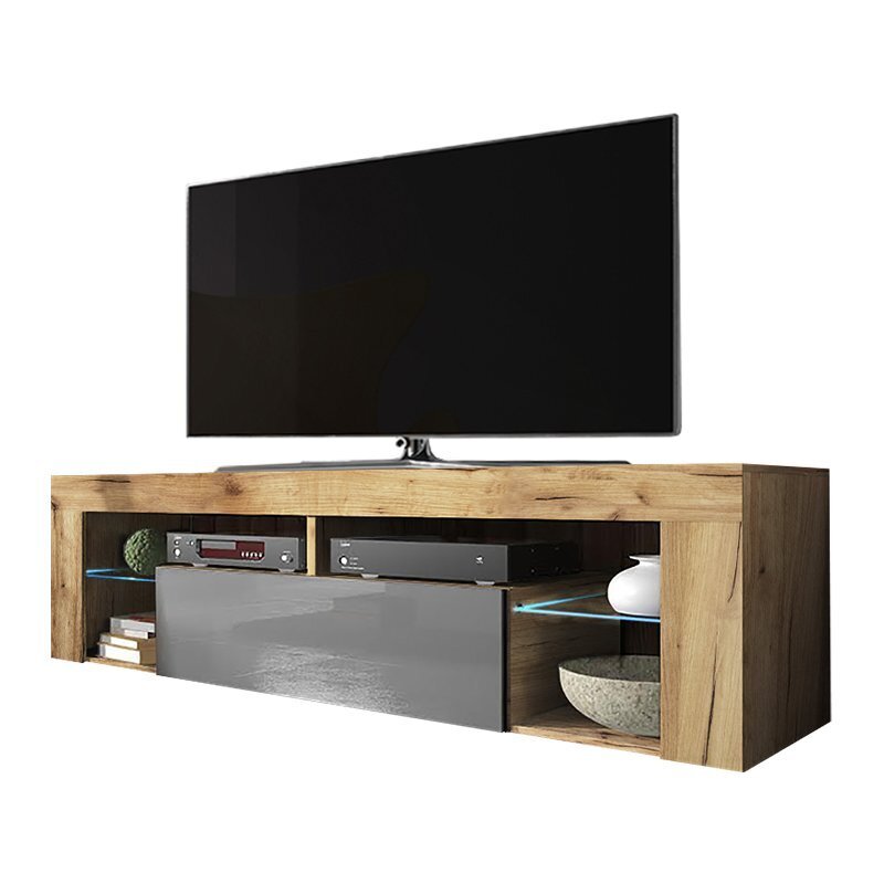 TV laud Hugo LED, pruun/hall hind ja info | Televiisori alused | hansapost.ee