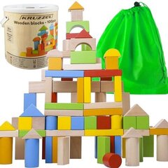 Puitklotside komplekt Kruzzel, 100 tk hind ja info | Arendavad laste mänguasjad | hansapost.ee