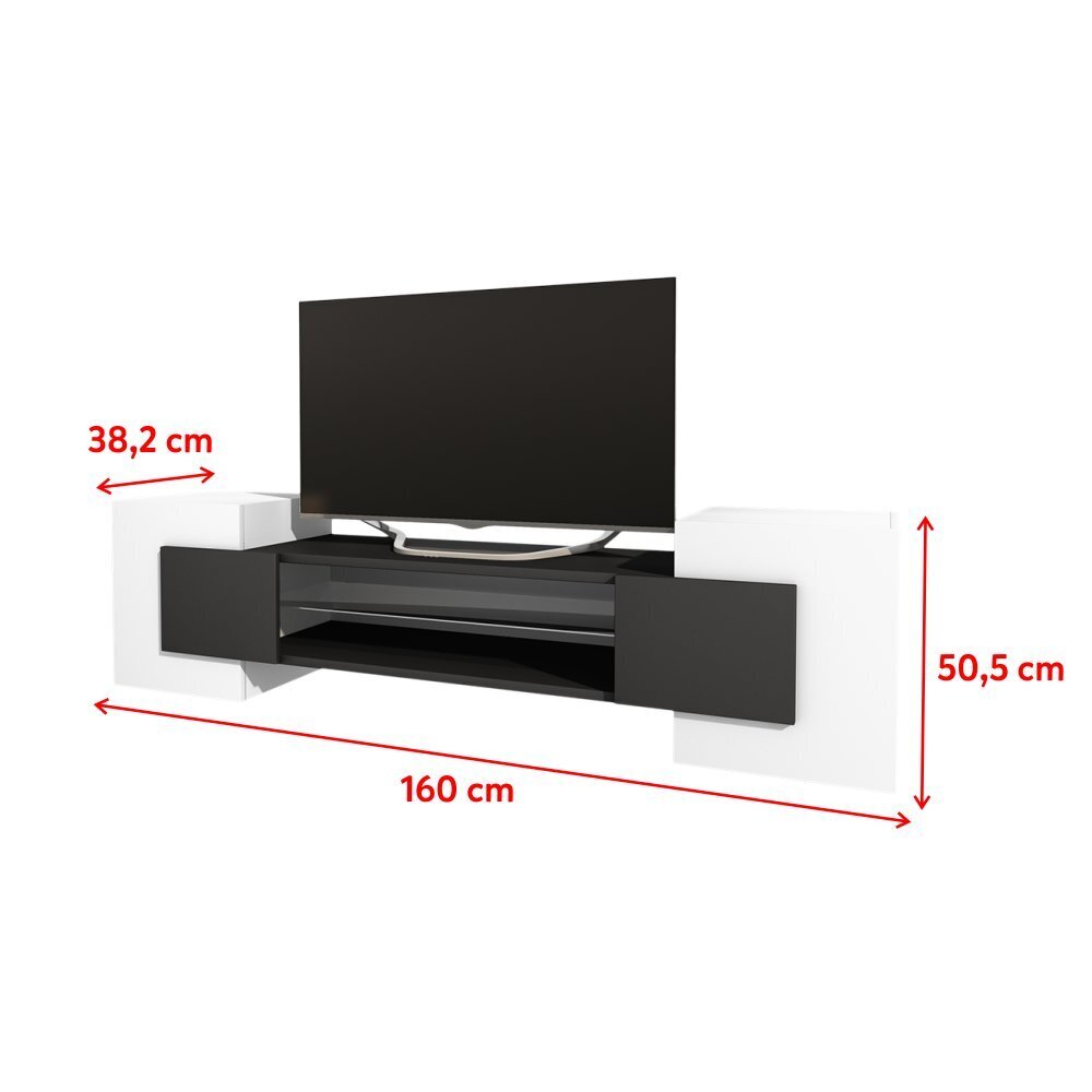 TV-laud Charles, valge/must hind ja info | Televiisori alused | hansapost.ee