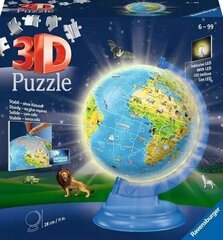 Pusle Ravensburger 3D Globe, 188 tk. hind ja info | Pusled lastele ja täiskasvanutele | hansapost.ee