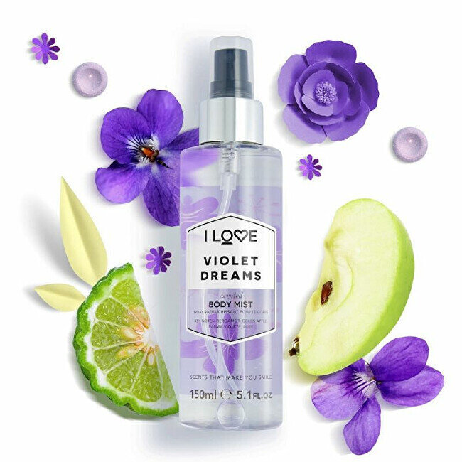 Kehasprei I Love Violet Dreams Body Mist, 150 ml цена и информация | Kehakreemid, kehaõlid ja losjoonid | hansapost.ee