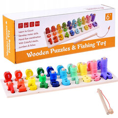 Puidust õppemäng Number Fishing Rod hind ja info | Arendavad laste mänguasjad | hansapost.ee