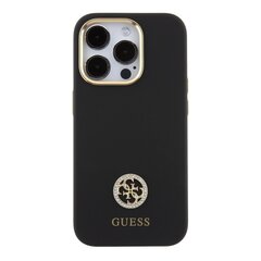 Guess Liquid Silicone 4G Strass Metal Logo Case for iPhone 15 Pro Black цена и информация | Чехлы для телефонов | hansapost.ee