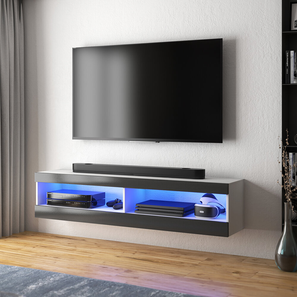 TV laud Selsey Dean LED 100 cm, valge/must hind ja info | Televiisori alused | hansapost.ee