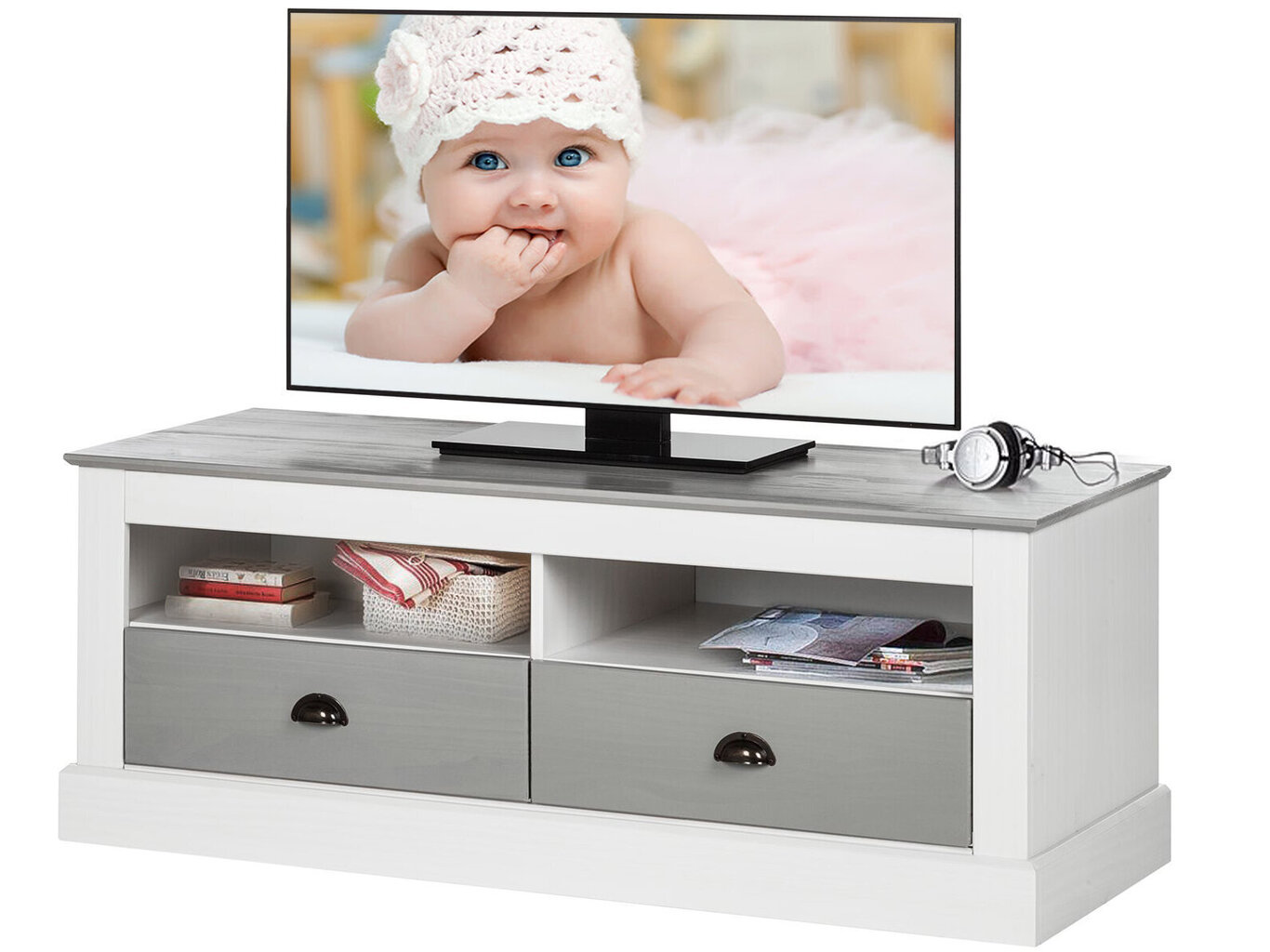 TV laud Notio Living Tommy 120, valge/hall hind ja info | Televiisori alused | hansapost.ee