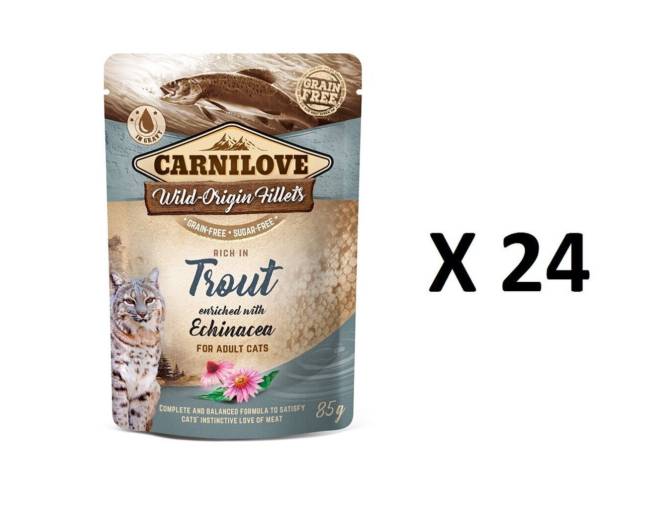 Carnilove konserv kassidele forelli ja siilkübaraga 24 X 85g hind ja info | Kassikonservid | hansapost.ee